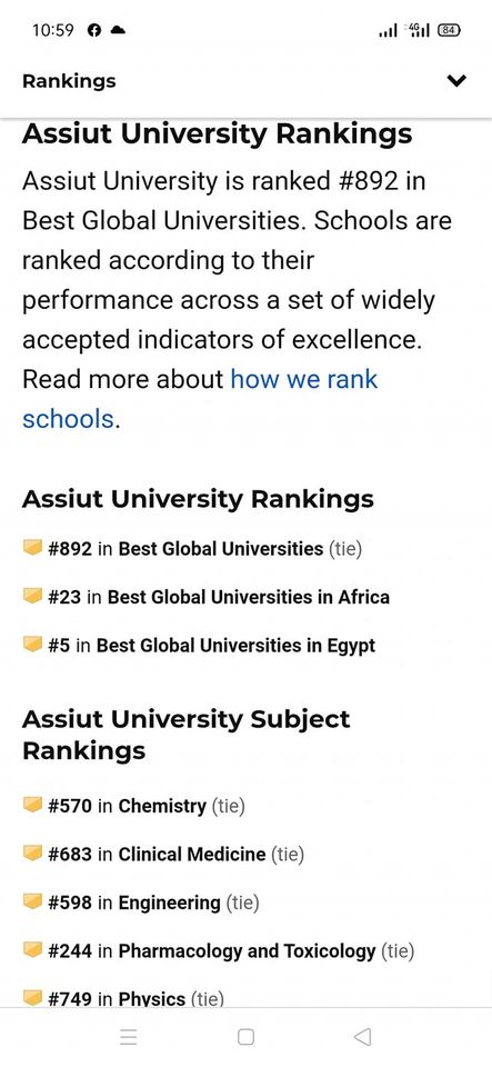 جامعة أسيوط الخامسة محليًا والثالثة والعشرين أفريقيًا بالتصنيف U.S.NEWS الأمريكي