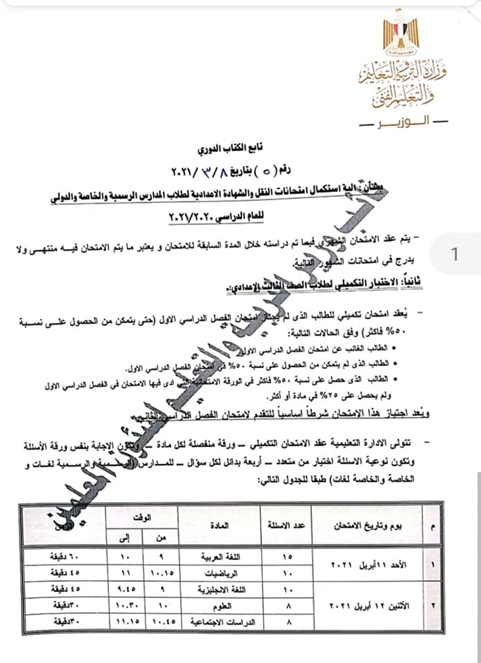 لأولياء الأمور والطلاب.. تفاصيل الامتحانات والتقييم بالترم الثاني "مستندات"