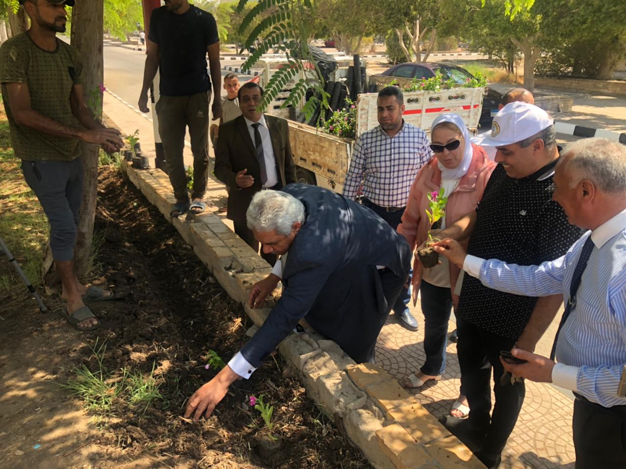 بالصور رئيس جامعة الأزهر يشارك في حب مصر ويقوم بزراعة أشجار الزينة