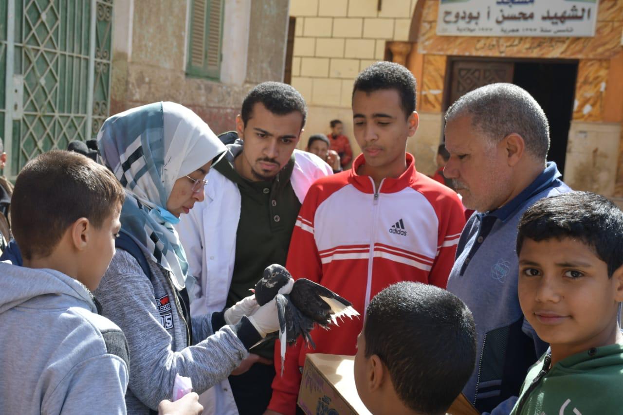 جامعة سوهاج تعالج ٣٦٥ حالة بقافلتها البيطرية لقرية الحواويش بالمجان