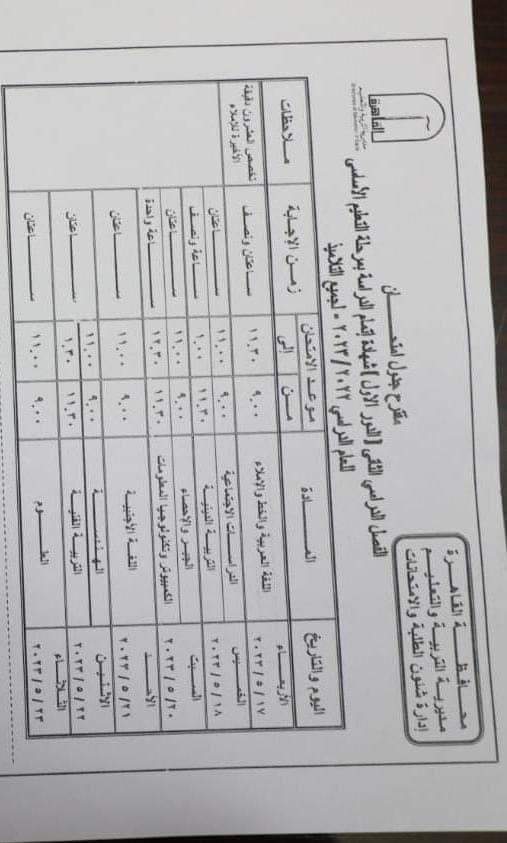 محافظ القاهرة يعتمد جداول امتحانات صفوف النقل والإعدادية الترم الثاني 2023